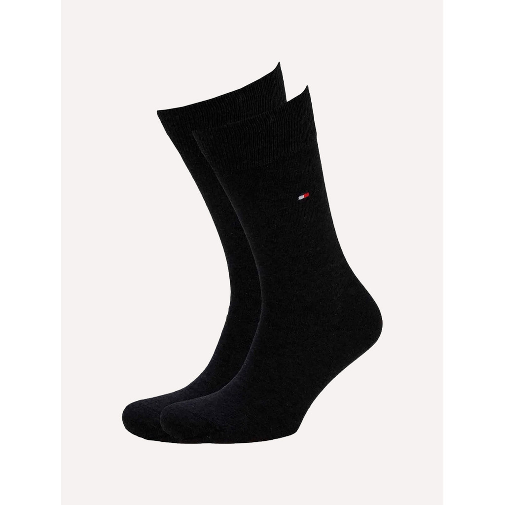 Meia Tommy Hilfiger Masculina Classic Long Original Preta Kit 2 Pares