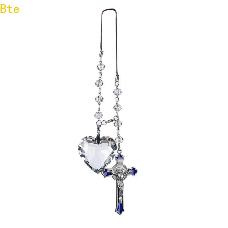 Bte Jesus Crucifixo Pingente Carro Espelho Retrovisor Auto Cristal-Coração