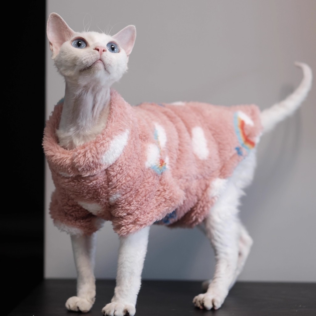 Roupa de Inverno para Gatos Sem Pelo em Veludo Coral Quente, Colete de Gola Alta para Sphynx, Roupa para Filhotes, Acess