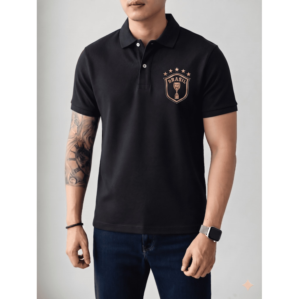 Camisa Camiseta Polo Piquet Seleçao Camisa 10 Elegante Brasil Copa Hexa Sportwear