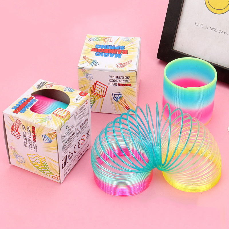 Crianças Primavera Bobina Mágica Hula Hoop Plástico Arco-Íris Loop Brinquedo Festa Favor Pequeno Presente Rua Fornecedor