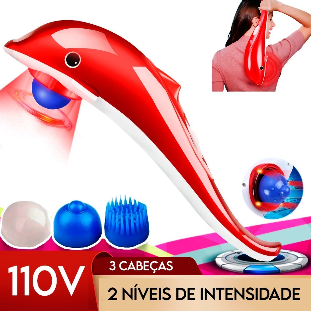 Massageador Elétrico Corporal Golfinho 110V Costas Pescoço Lombar Infravermelho Relaxante 26W JJ