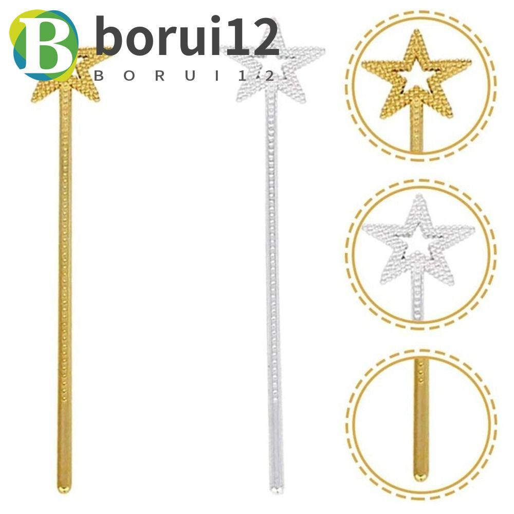 Varas De Princesa BORUIB , Varinha De Fada De 13 Polegadas Estrela De Plástico Cinco Pontas Em Prata Dourada