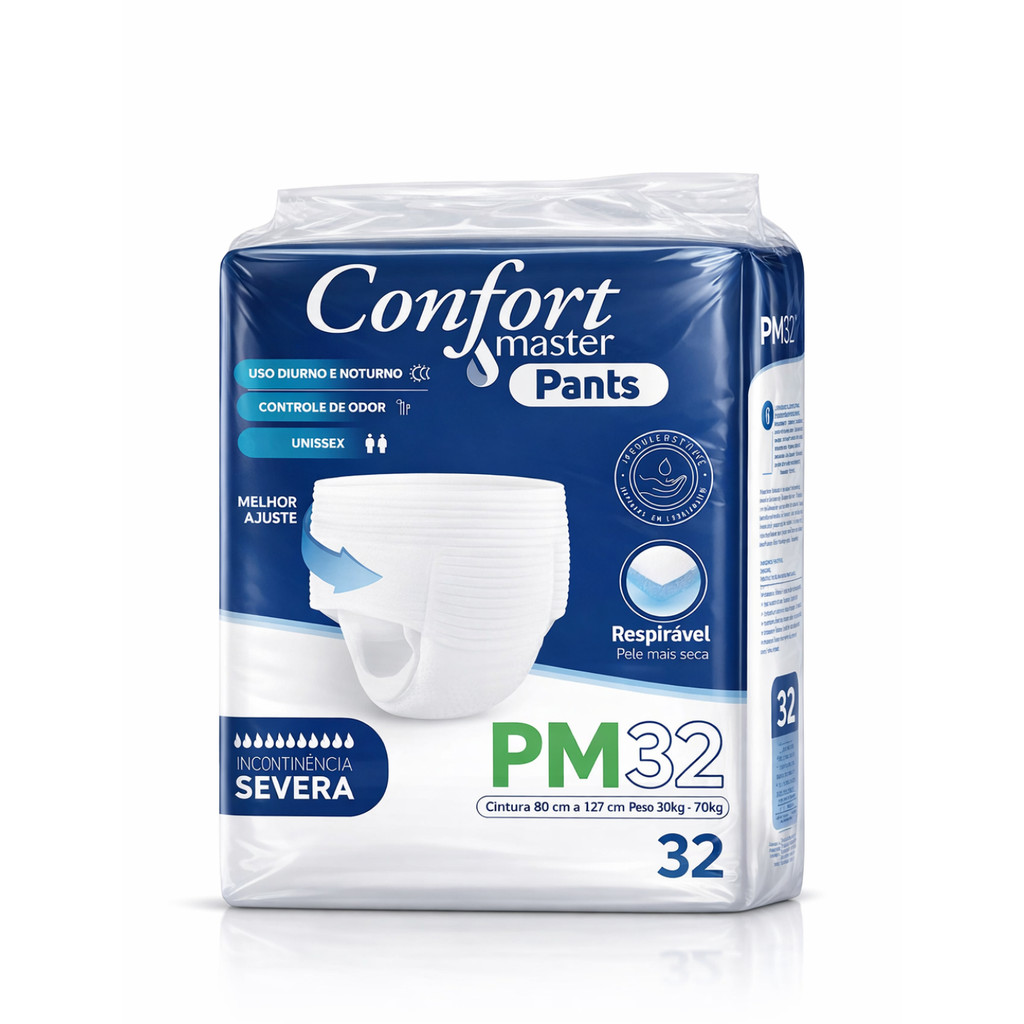 Fralda Calça Geriátrica Confort Master Pants | Tam P/M | 32 unidades | Ajuste mais firme