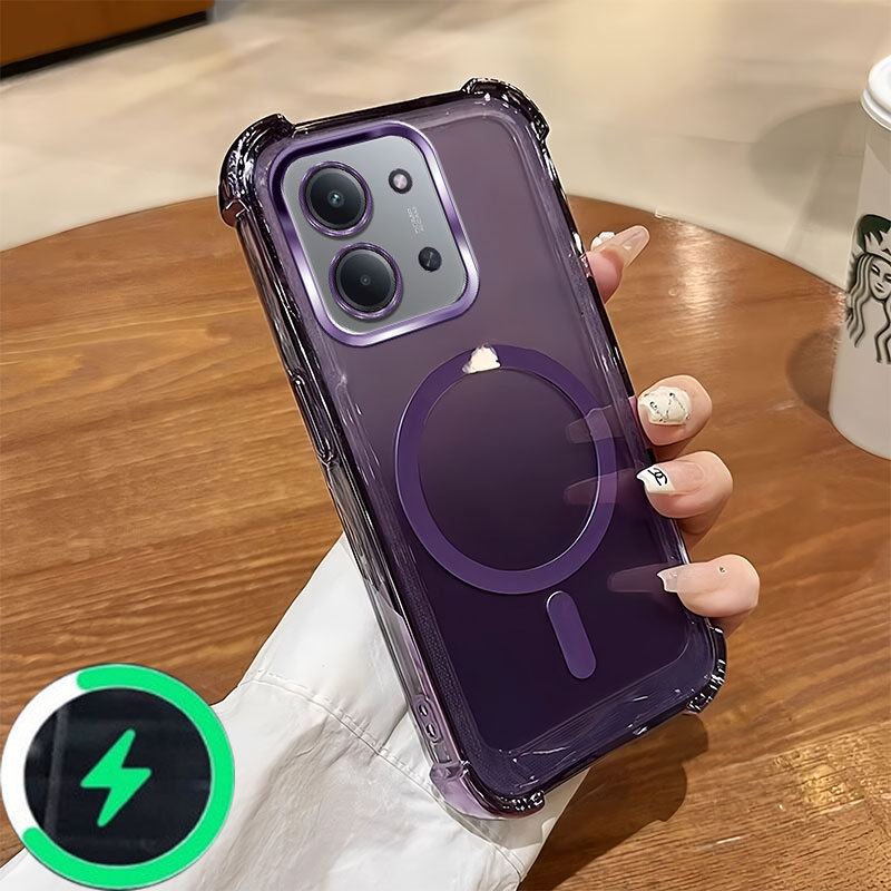 Adequado Para Redmi 15C O Novo Tipo De Bobina Magnética Com Quatro Cantos anti-Queda silicone TPU Transparente soft shel — imagem 2 de 2