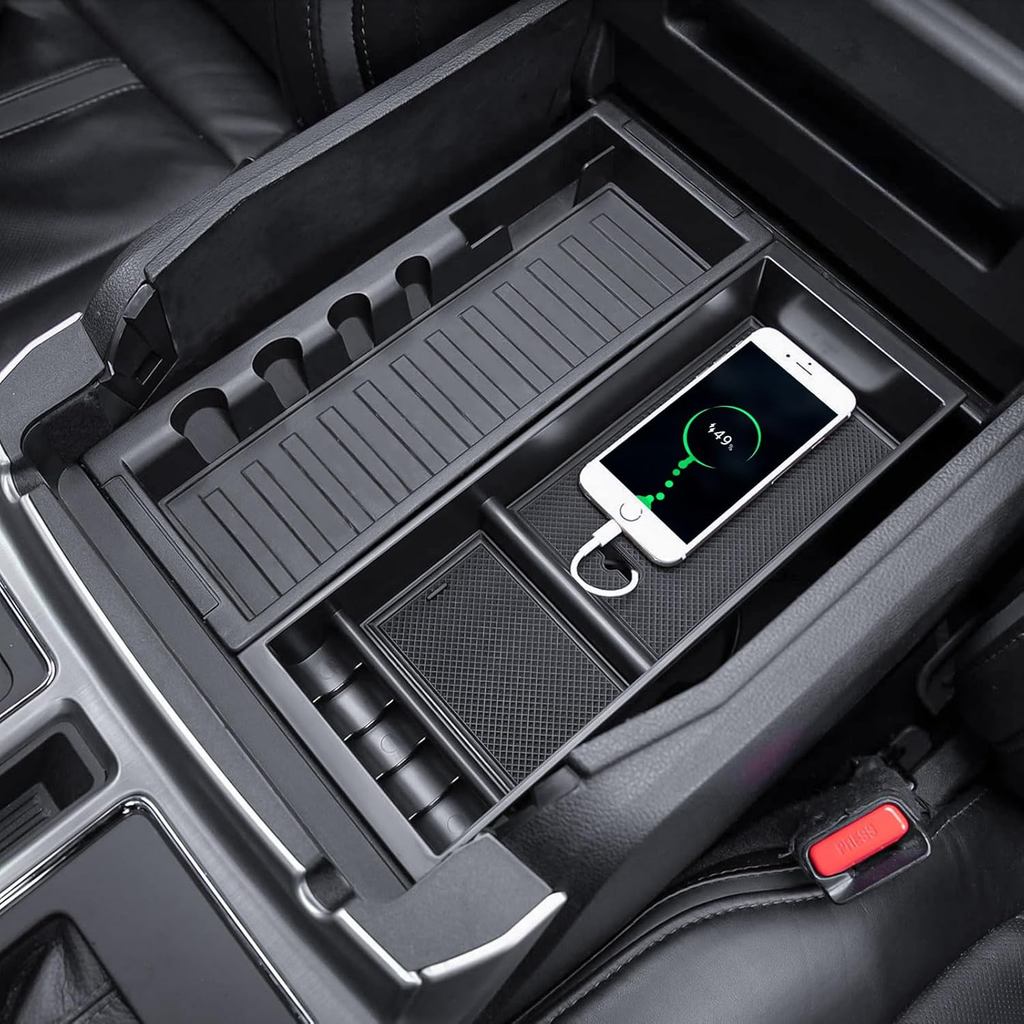 TACOBRO Center Console Organizer Compatible with 2015-2020 Ford F150 Accessories F250/350/450 SuperDuty (2017-2022) and 