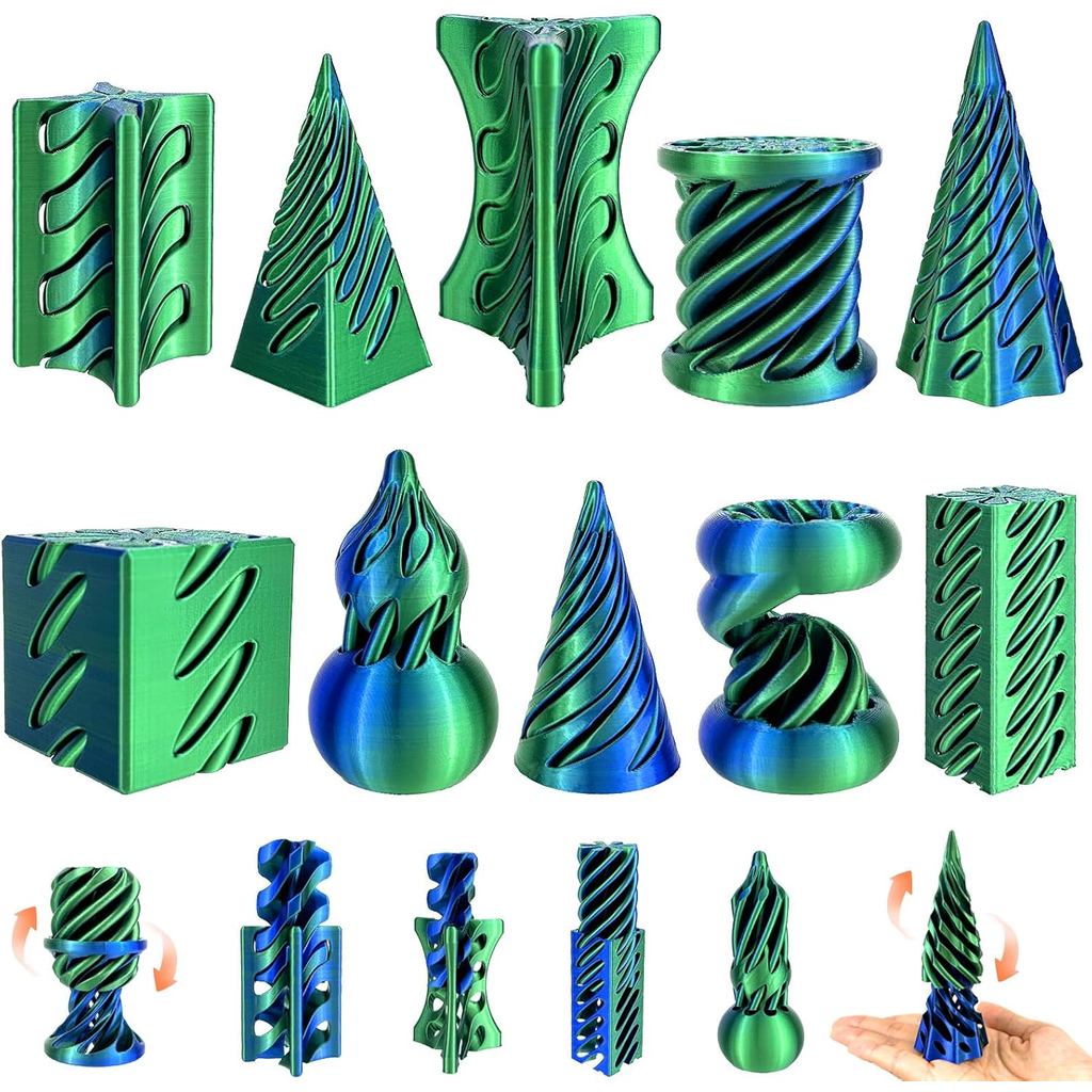 Conjunto de 10 Brinquedos Antiestresse Espiral Impressos em 3D, Brinquedo Mágico de Passagem Impossível para Alívio do E