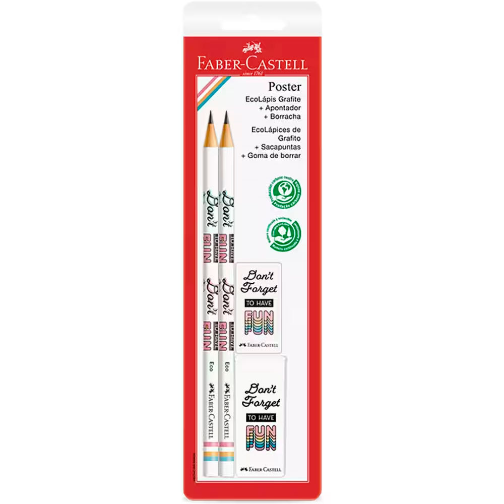 Lápis preto Poster Branco SM/935POSBR com2 lápis 1 apontador e 1 borracha Faber-Castell
