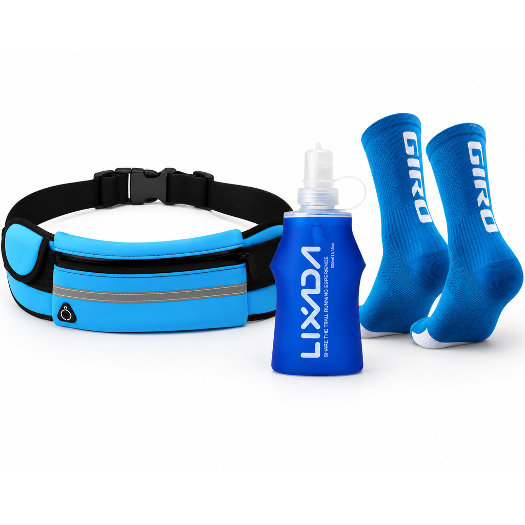 Kit para corredores - Pochete, garrafa e meia de compressão