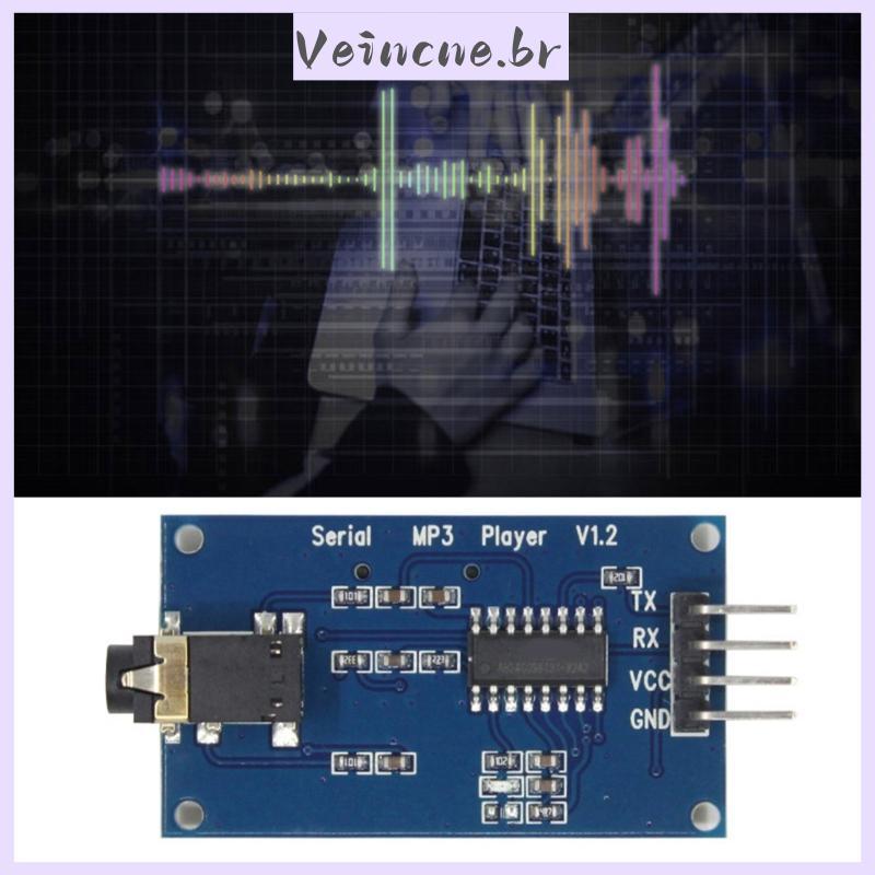 Módulo Reprodutor Som Programável VEI YX5300 UART Controle MP3 Música Amplificador Comunicação