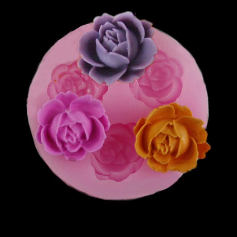 bouti 3d Rosa Flor silicone fondant Molde Decoração Do Bolo chocolate Açúcar Artesanato De Cozimento bo
