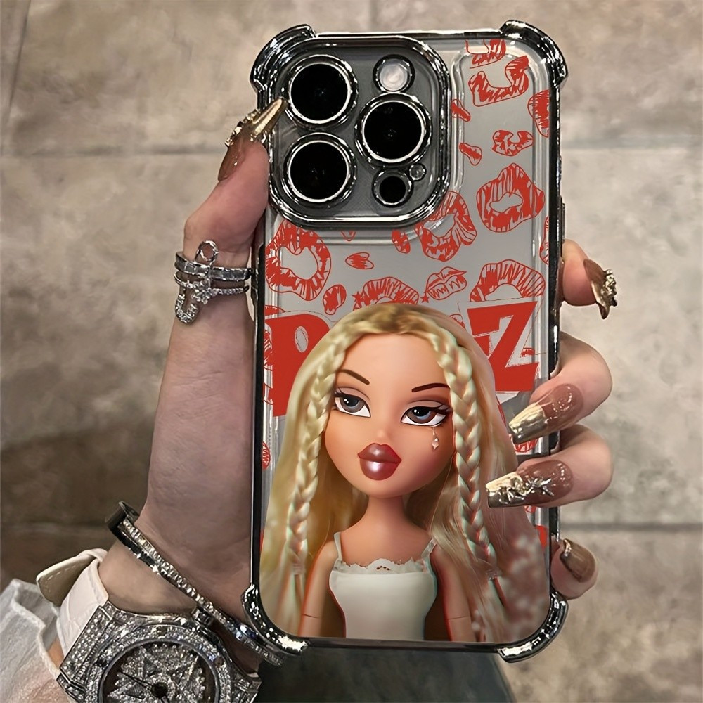 Capa de celular com padrão de boneca Bratz, adequada para iPhone 16 15 14 13 12 11 Pro Max X XR XSMAX 8 7 Plus.