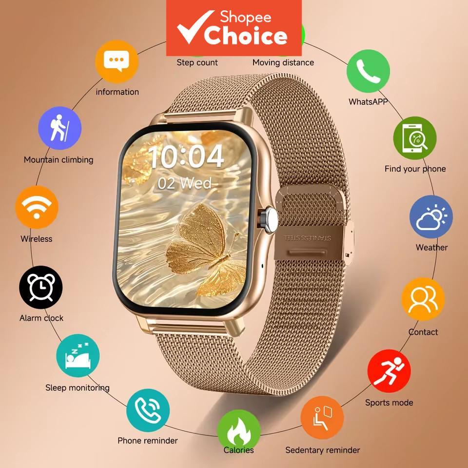 Novo Smartwatch com Tela de Toque HD 1,83'' Chamada Bluetooth Sem Fio Monitor de Frequência Cardíaca Controle de Música