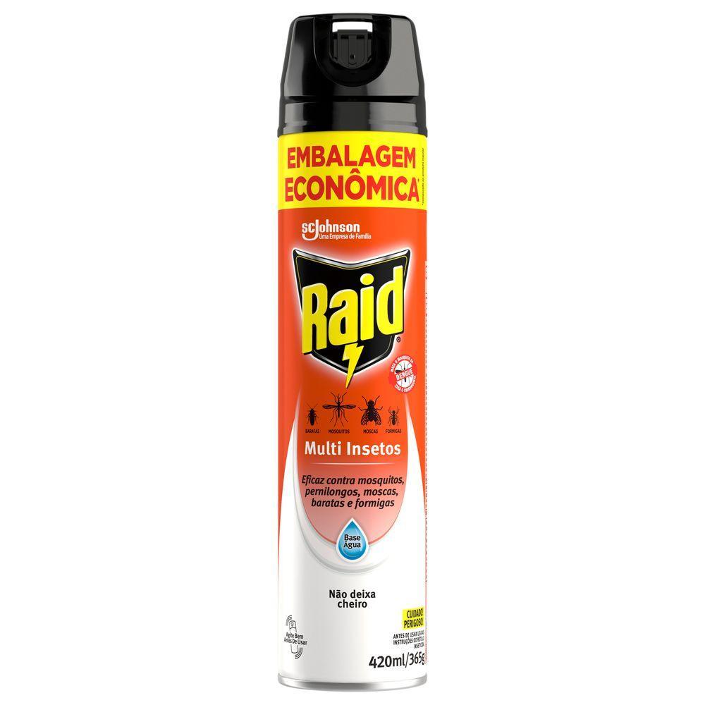 Inseticida Aerossol Raid Multi-Insetos Base Água 420ml Embalagem Econômica