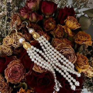 Brincos populares de prata 925 com borlas de pérolas longas e elegantes, novos brincos de estilo chinês e nacional, aces