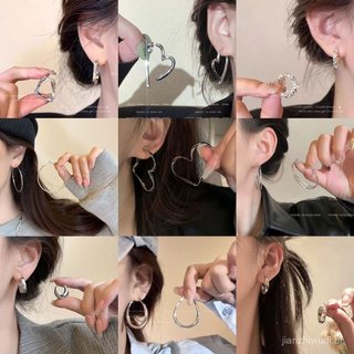 Coleção Popular~Brincos de Argola Minimalistas Elegantes em Prata, Brincos de Pressão com Design Sofisticado, Brincos de
