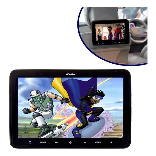 Tela Monitor Encosto De Cabeça 10,1 Tech One Z-0648