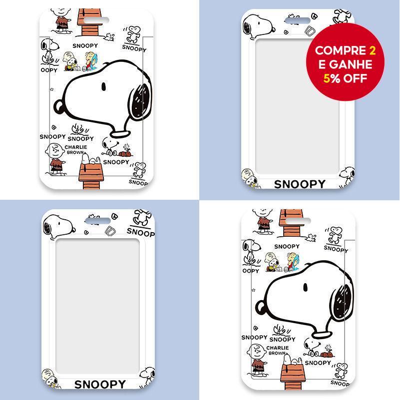 Novo Porta-Cartão Snoopy Grande - Bonito Suporte de Cartão para Estudantes com Corda Retrátil, Cartão de Coleta de