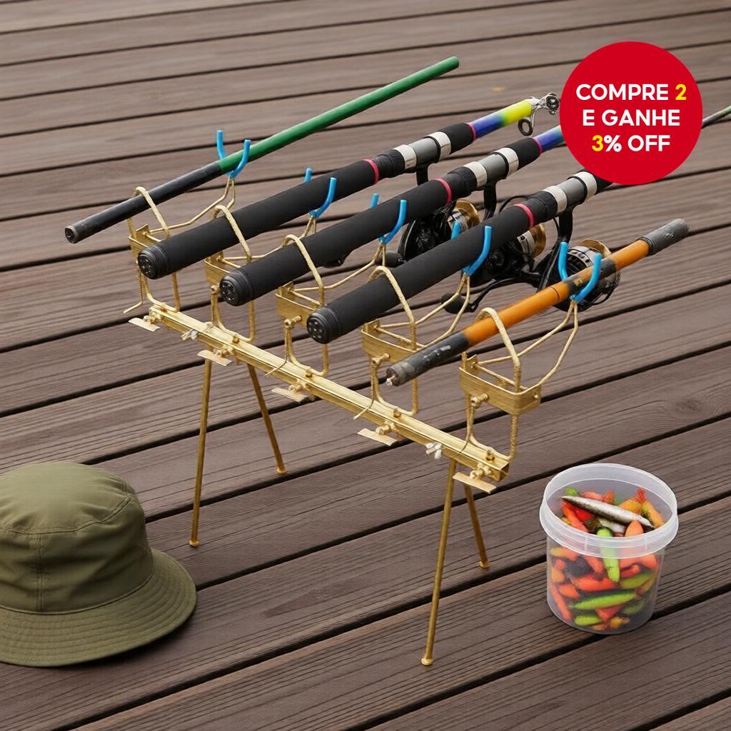 Suporte de Varas de Pesca 5 Lugares – Suporte Universal para Varas de Tilápia Pacu Pirapitinga
