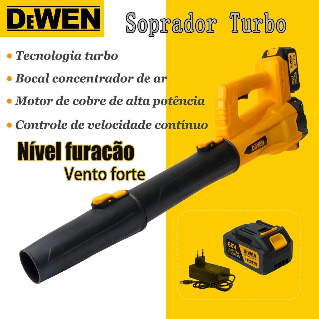 Soprador Profissional à Bateria Soprador de Folhas Elétrico Soprador Turbo Jet Fan Sem Fio 1 bateria 88V