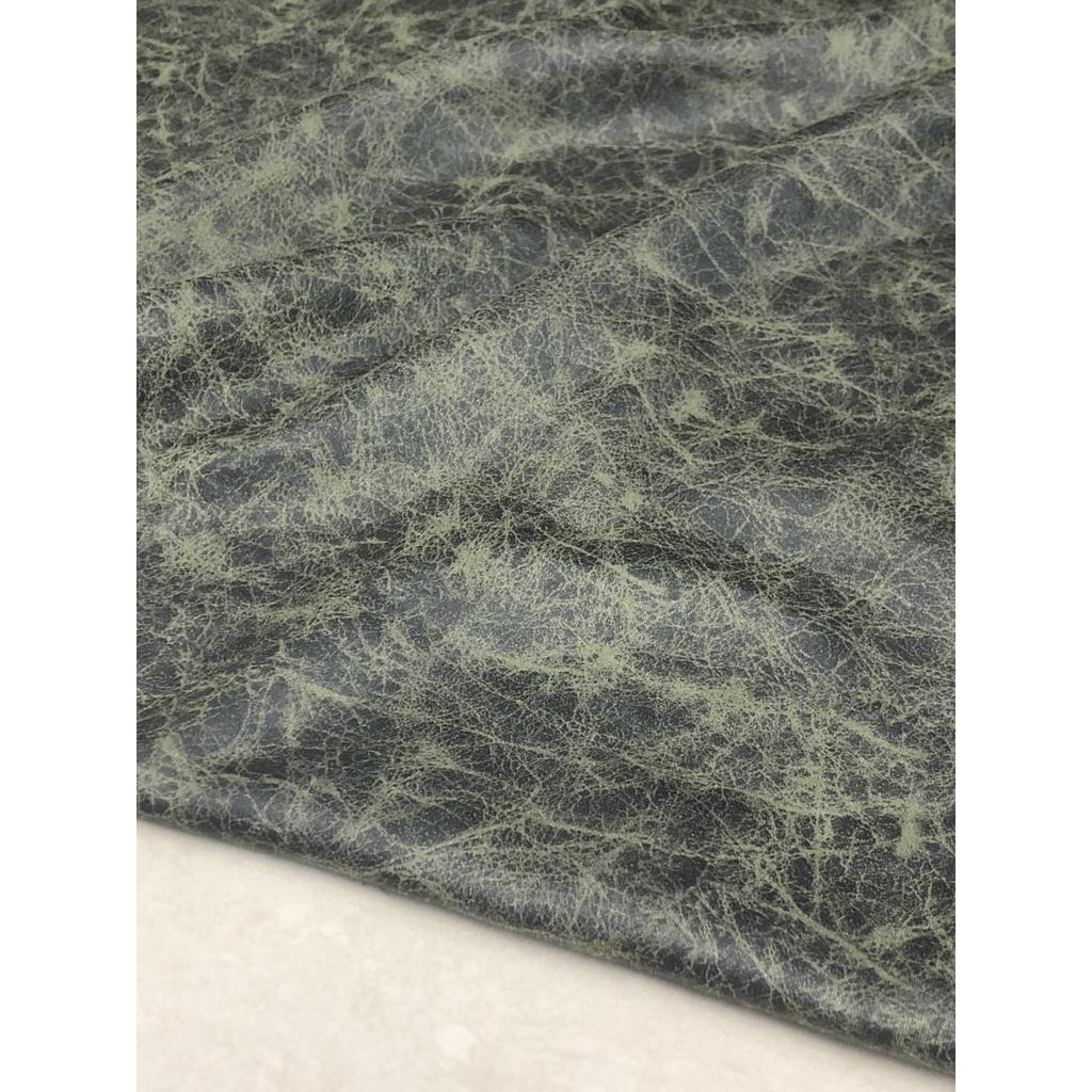 Fino verde Crack impressão corante Retro couro Artificial roupas tecido angustiado saia Designer tecido artesanal