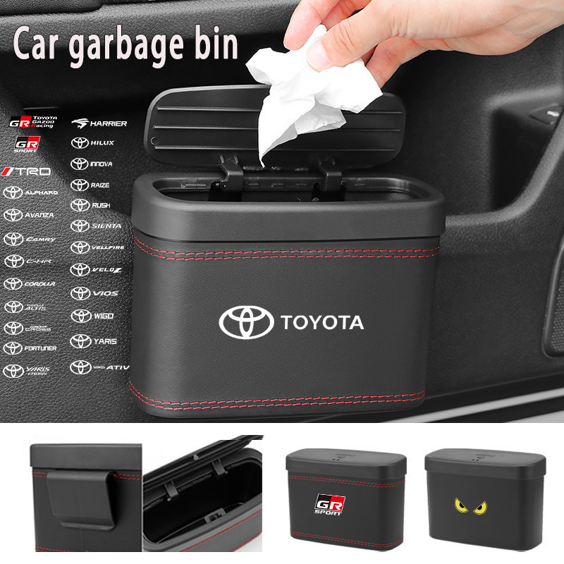 Lixeira De Carro Toyota Com Tampa , Mini Couro À Prova De Vazamentos Para Corolla Hilux Yaris