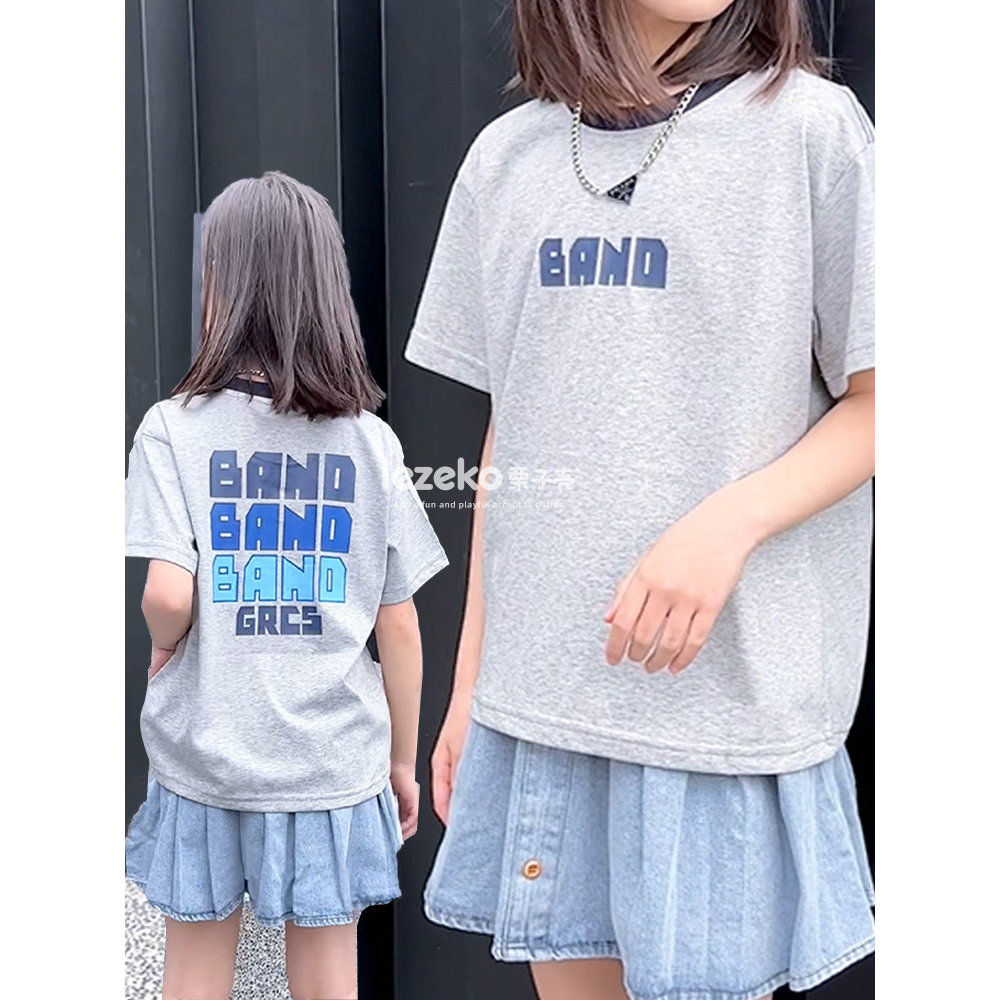 Meninas médias grandes crianças camiseta de manga curta roupas infantis puro algodão versão coreana verão estilo fino ro