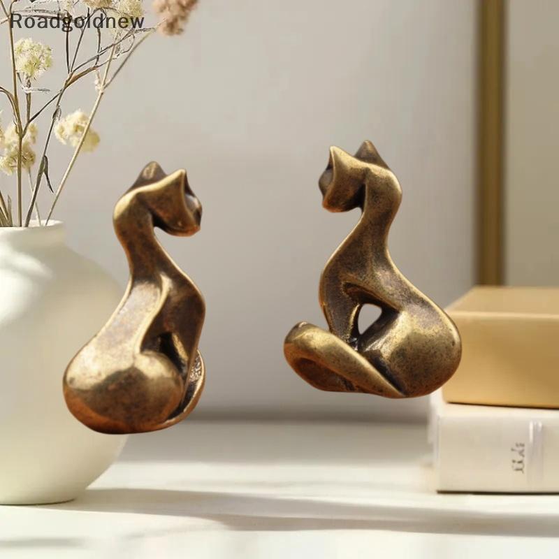 Estatueta De Gato De Latão RGN , Escultura Vintage , Artesanato De Mesa , Ornamento Pequeno , Estátua Para Casa/Escritór