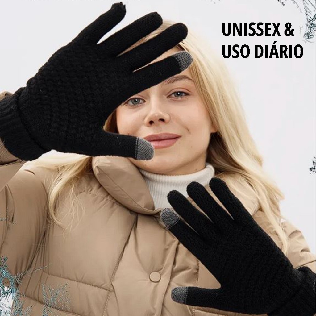 Luva de Inverno Touch Screen Quentinha Mexe Celular