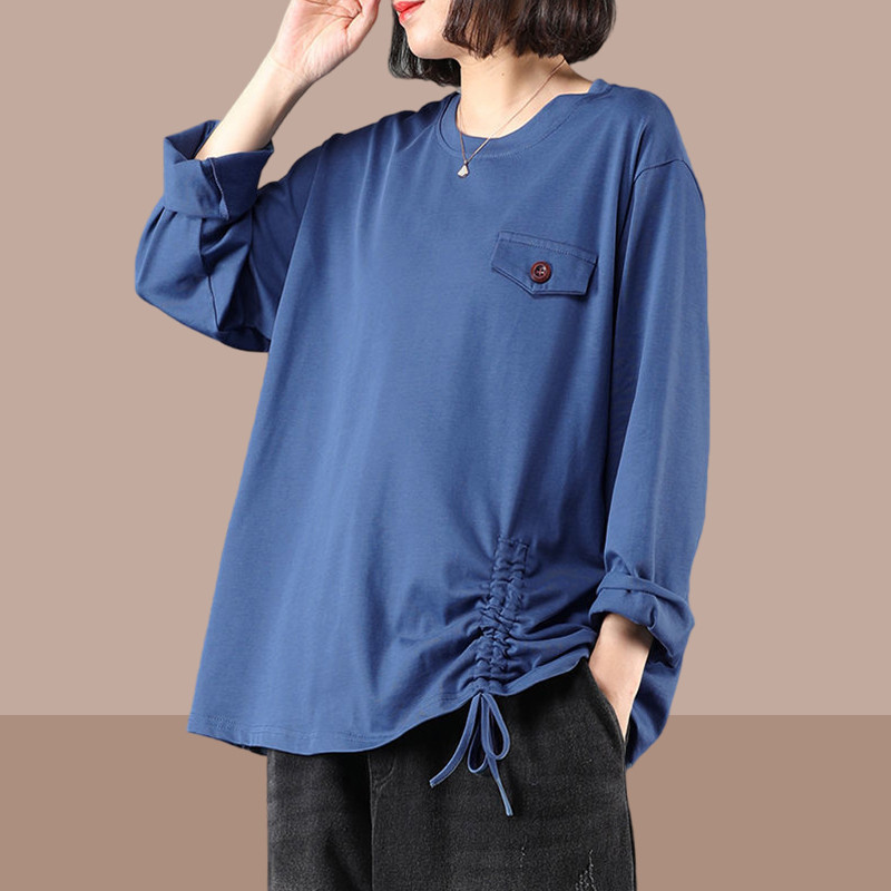2026 primavera outono novo estilo feminino camiseta de manga comprida Plus Size estilo ocidental feminino redução de ida