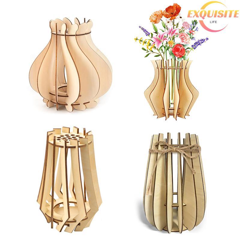 [EL-t] Quebra-Cabeça De Madeira 3D Vaso De Flores Conjunto De Construção De Ajuste Sem Costura DIY Kit De Hobbies Artesa