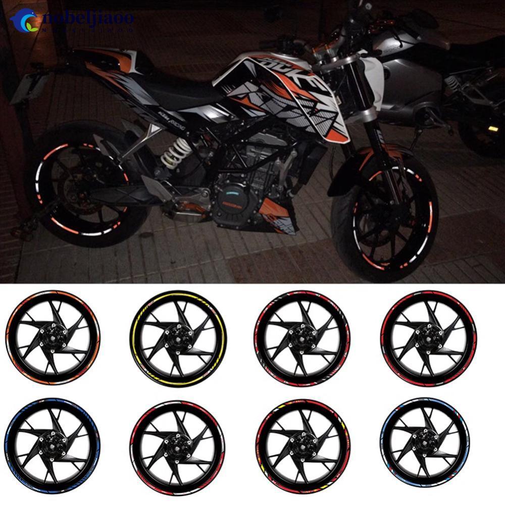 NOBELJIAOO 16 Pcs Adesivo De Roda De Motocicleta Fita Reflexiva De Aro De Moto Acessório De 17 " Colorido O9Y6