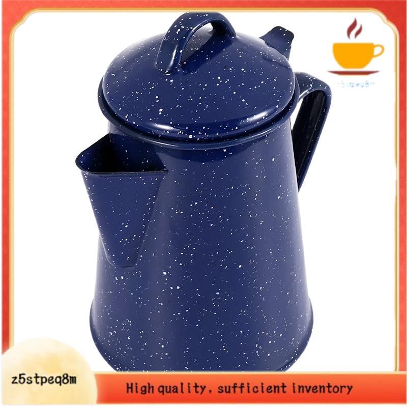 1.2L Esmalte Cafeteira Mão Chá Chaleira De Água Bule Decoração Azul Ferramentas Café
