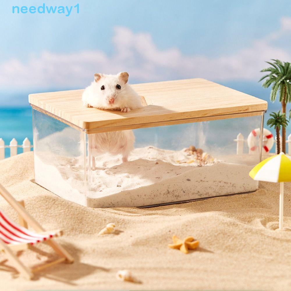 NEEDWAY Banheiro De Hamster , Com Tampa Retangular Bacia De Areia De Urina Vaso Sanitário De Banho Acrílico