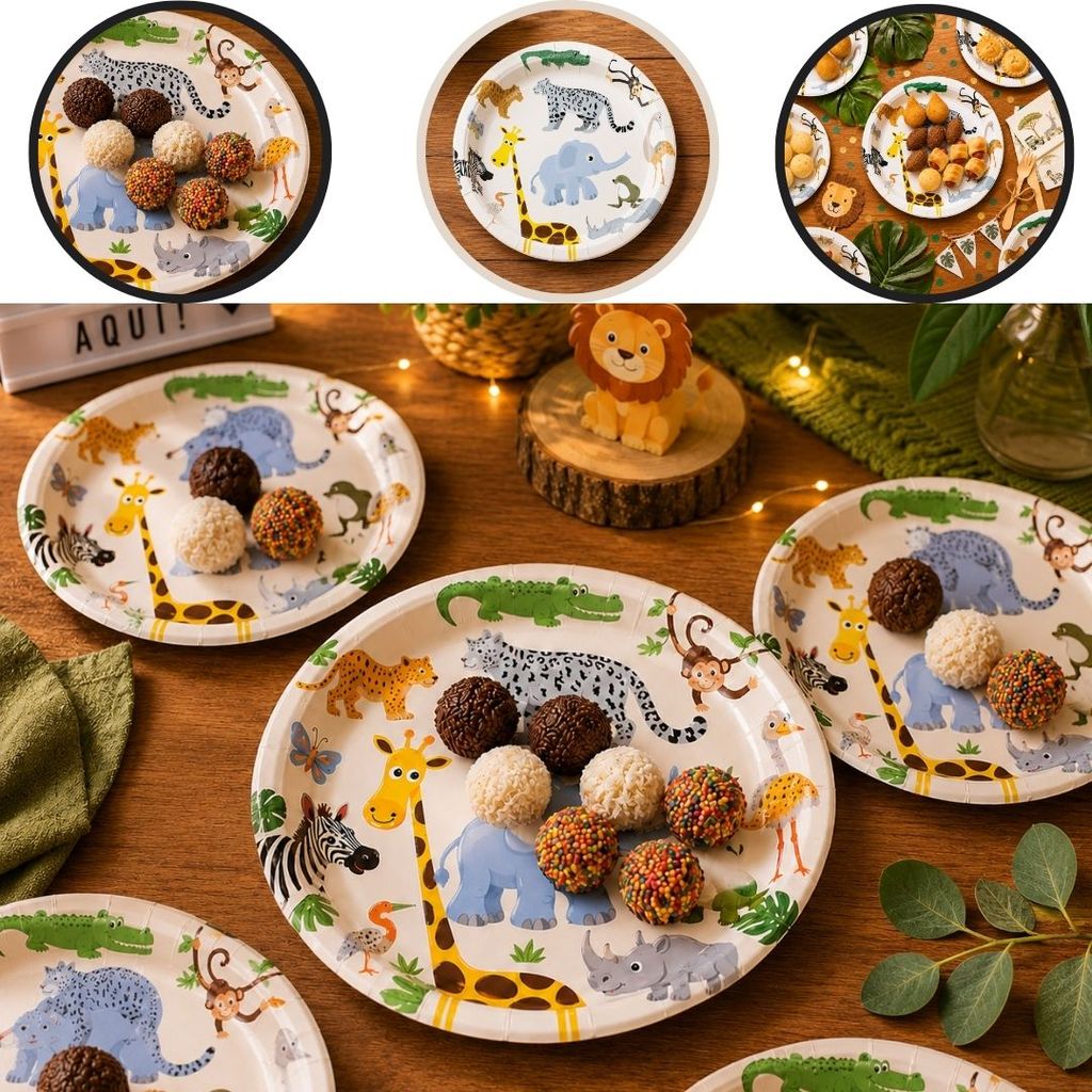 10~60 PRATO FESTA SAFARI DE PAPEL 18CM (SILVER) CHOCO