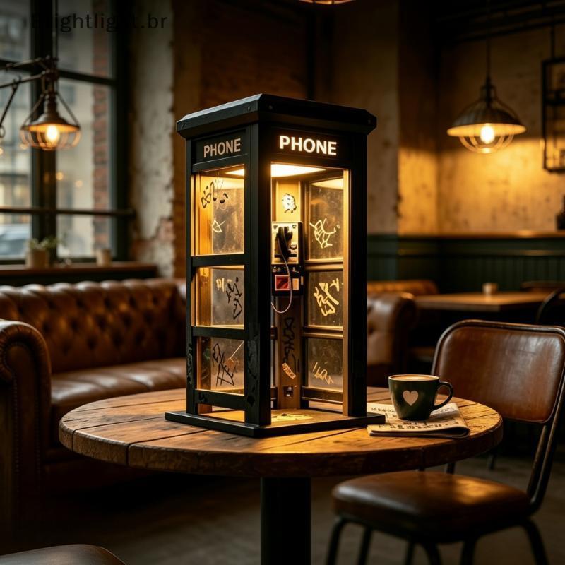 [brightlight.br] Alto Retro Vintage Mini Lâmpada De Cabine Telefônica Mesa Ambiente Luz Decoração Criativa Para Sala De