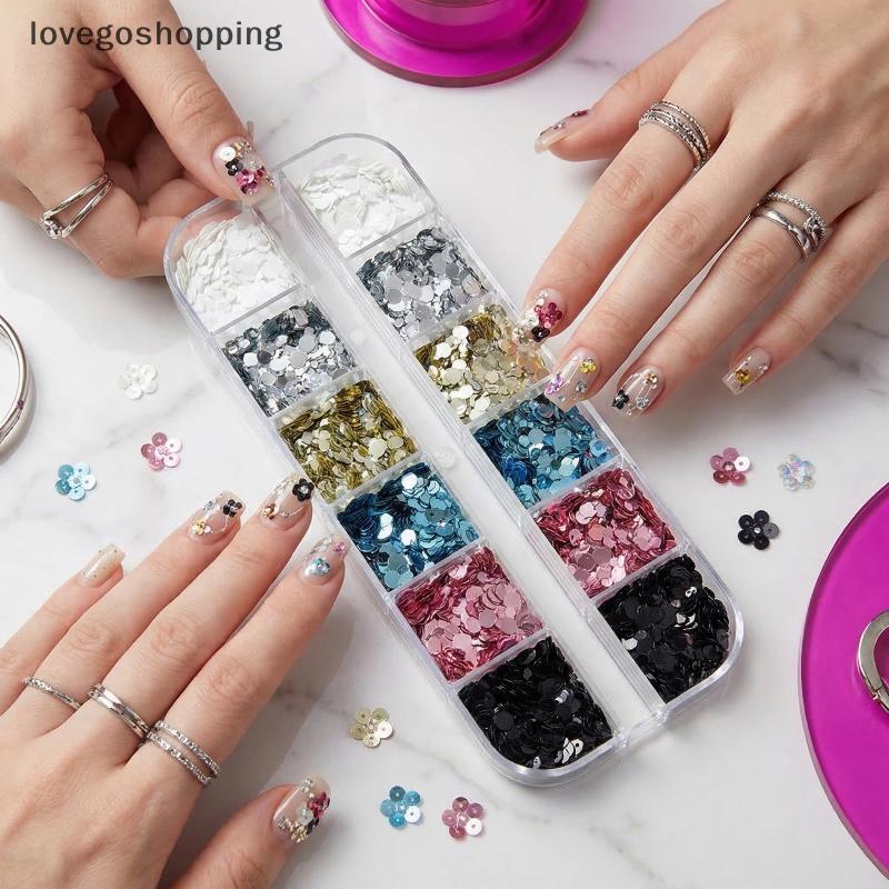 [lovego] Nail Art Glitter 12 Grades Coloridas Mini Flores Lantejoulas Circulares Para DIY Design De Unhas Decoração De S