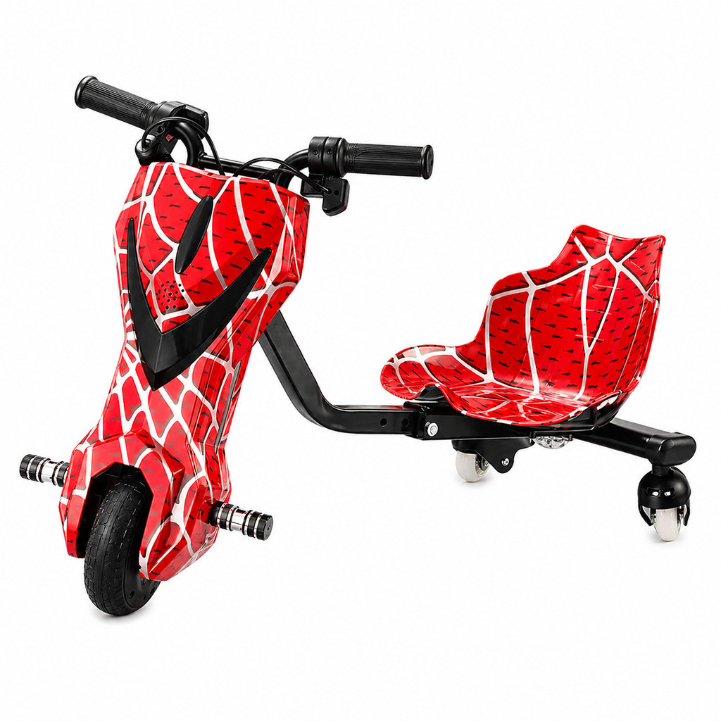Drift Trike Elétrico Infantil 360° 300W Com Bluetooth LED Capacete e Proteção Até 90kg