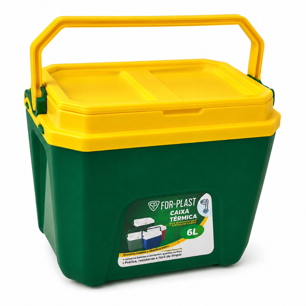 Caixa Térmica Cooler 6 Litros 9 Latas | Pequena Portátil | Resistente | Conservador Térmico Praia | Edição Copa Brasil