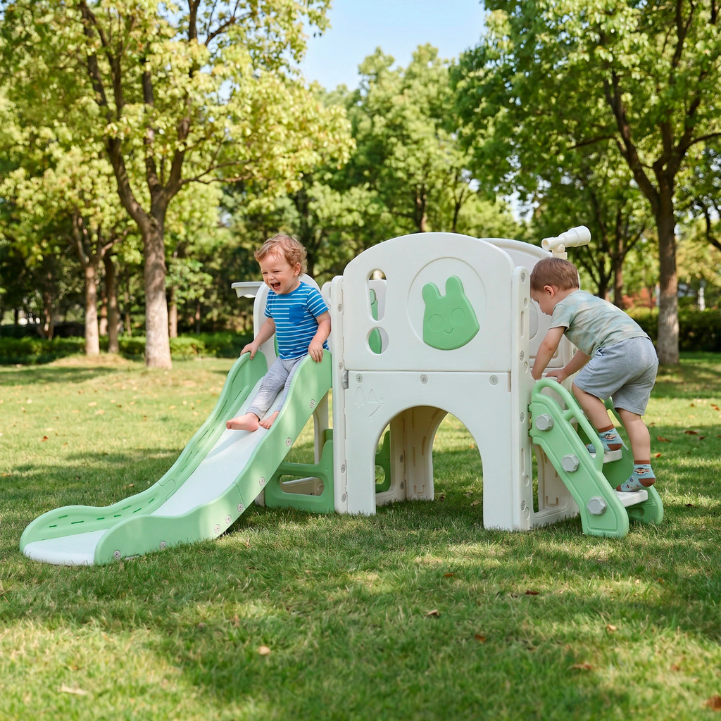 Playground Infantil 5x1 Ponte Telescópio Balanço Escorregador Cesta Basquete Mini Parquinho Completo