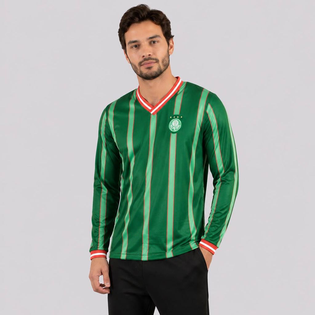 Camisa Palmeiras Retrô 2001 Manga Longa Verde