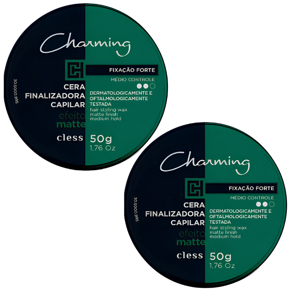 Kit 2 Pomada Cera Modeladora Charming Cless Efeito Matte Forte Fixador Cabelo Masculino 50g