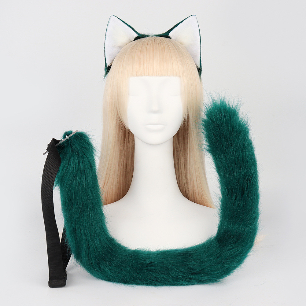 Conjunto de cosplay Mao Mao Tail com presilha de cabelo de orelha de gato de pelúcia, acessórios de orelha e cauda de an