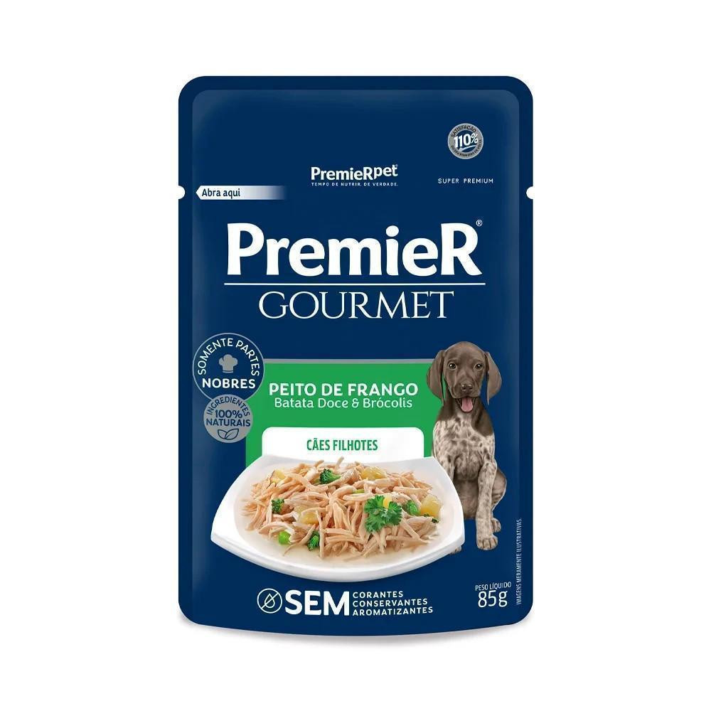 Ração Úmida para Cães Filhotes Sabor Peito de Frango, Batata Doce e Brócolis 85g Premier Gourmet