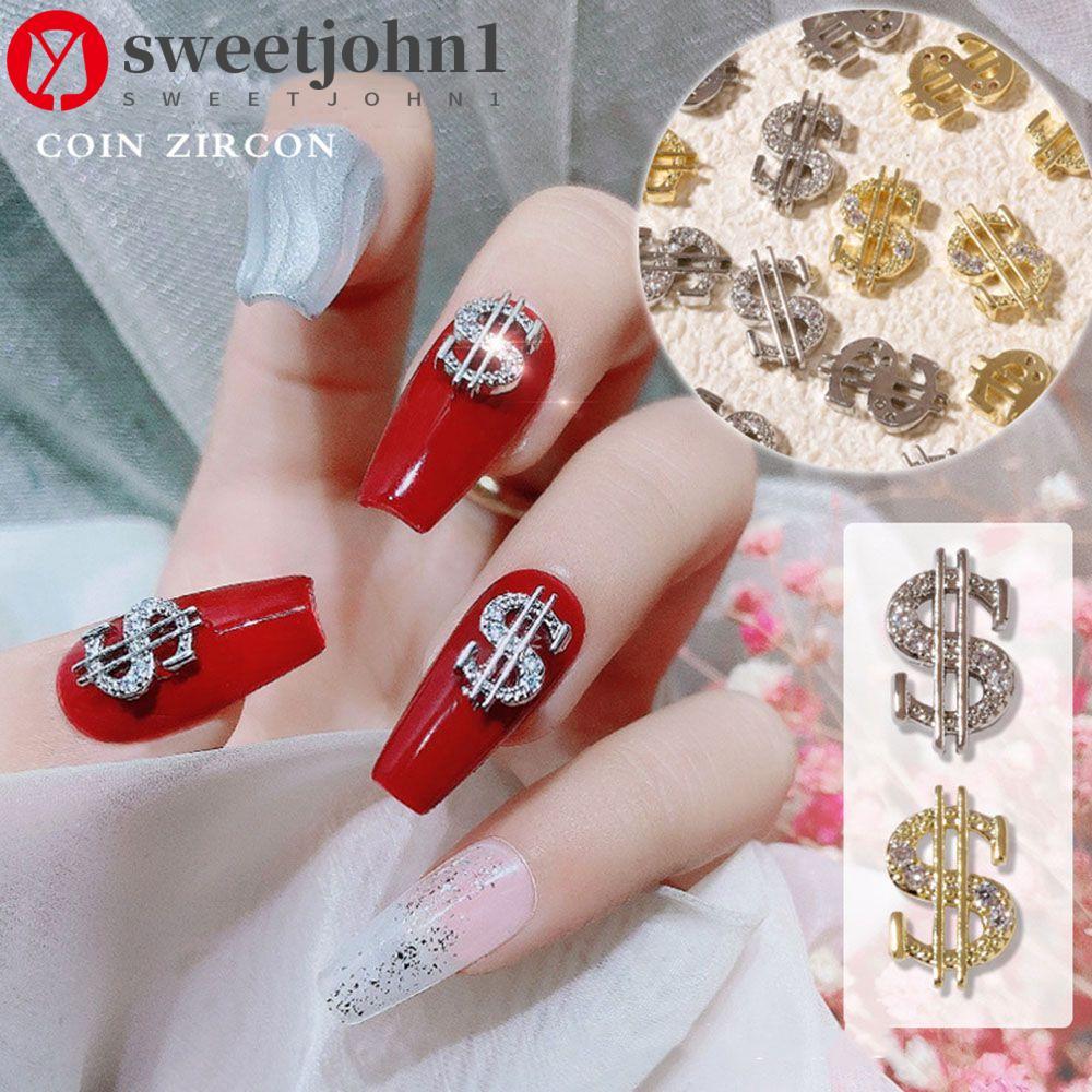 SWEETJOHN1 Nail Art Strass Flash Liga Moeda Design Dinheiro 3D DIY Joias Para Unhas