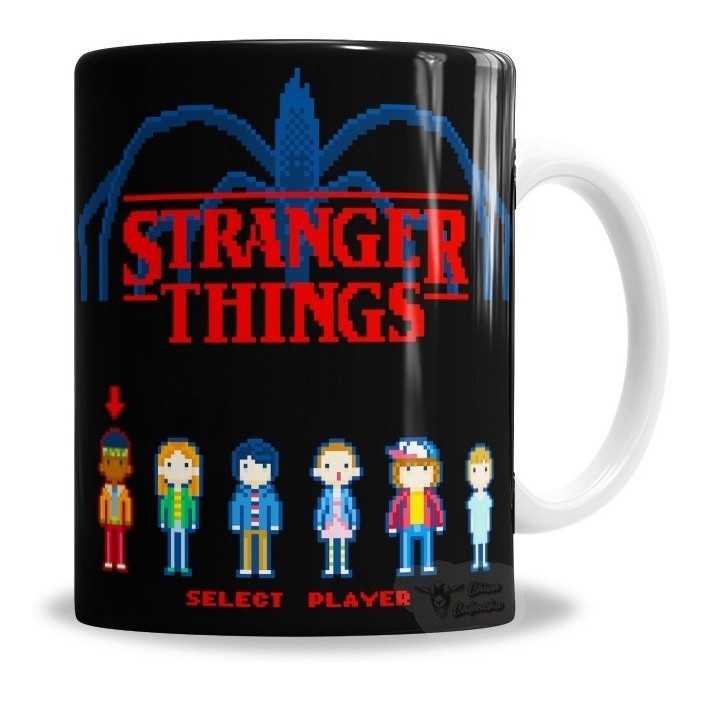Caneca Porcelana Personalizada Stranger Things Arcade Pixel Retro, na  Porcelana 325ml | Presente Criativo Café ...