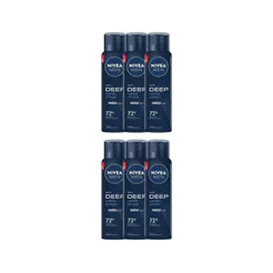 Kit 6 Desodorante Nivea Men Deep Original Aerosol Antitranspirante 48h 150ml