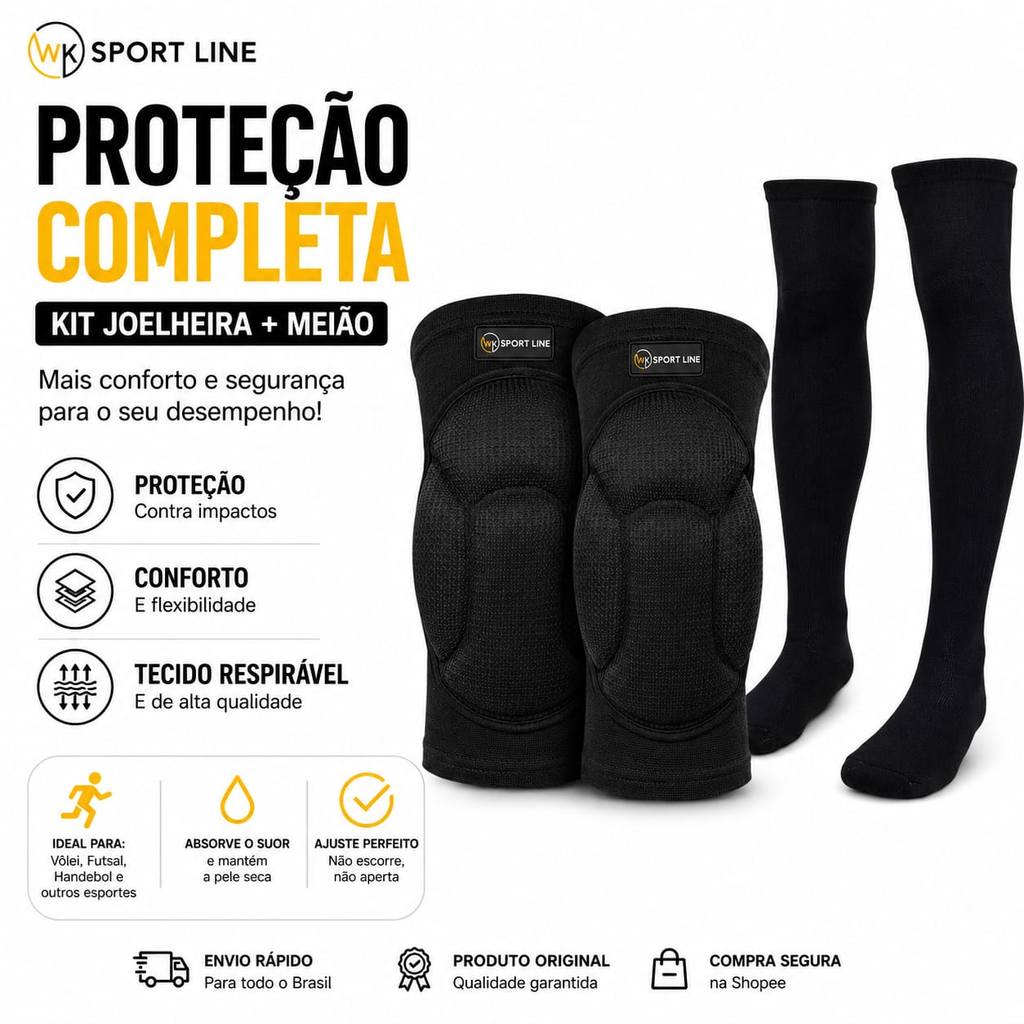 Kit Esportivo Unissex Joelheira + Meião Adulto
