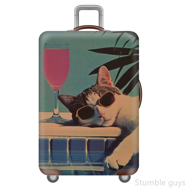 Cool Cat Com Óculos De Sol Da Pool Print Capa De Bagagem Protetor Elástico De Mala Adequado Para 18-32 Polegadas Anti Ar