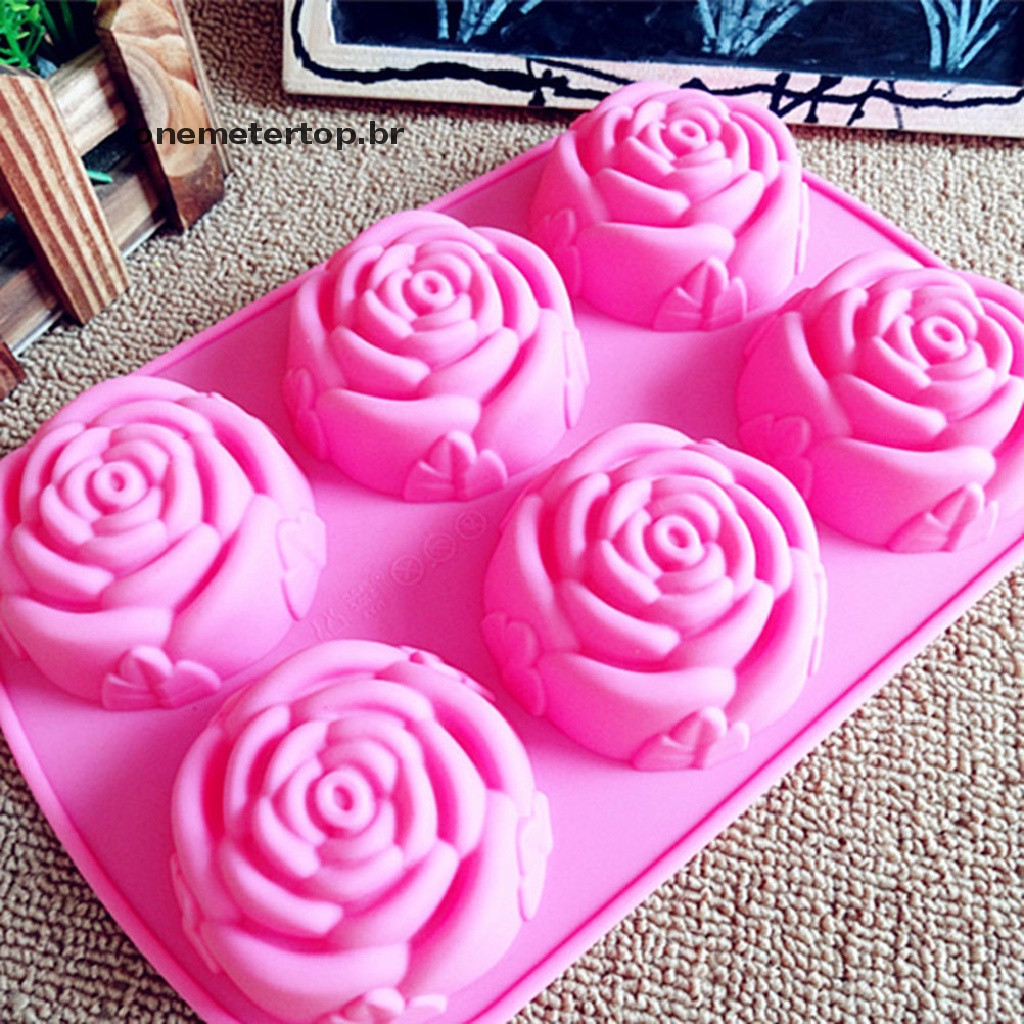 Novo molde de silicone para sabonete em formato de rosa onemetertop Novo molde para chocolate, bolo, sabonete, doces e g
